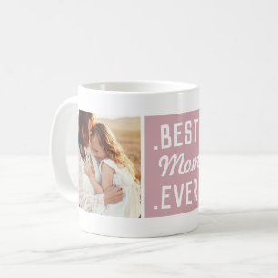 Pink Modern Custom 2 Foto Beste Mama je Tasse