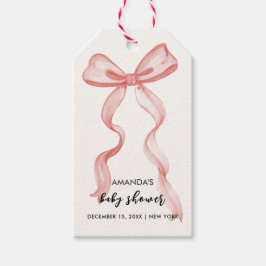 Pink Modern Elegante Bow Girl Babydusche Geschenkanhänger