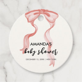 Pink Modern Elegante Bow Girl Babydusche Geschenkanhänger