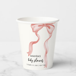 Pink Modern Elegante Bow Girl Babydusche Pappbecher