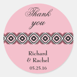 Pink Modern Geometric Vielen Dank Runder Aufkleber