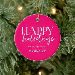 Pink Modern Geometrie Weihnachten Keramik Ornament