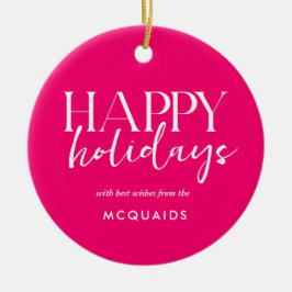 Pink Modern Geometrie Weihnachten Keramik Ornament