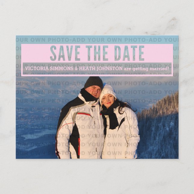 Pink Modern geschnitten Save the Date Postkarte (Vorderseite)