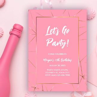 Pink Modern Girl Birthday Party Einladung