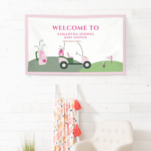 Pink Modern Golf Baby Dusche Banner