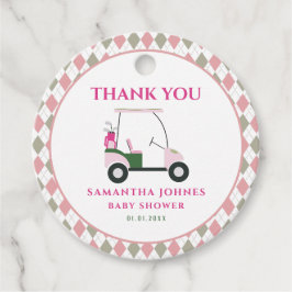 Pink Modern Golf Baby Dusche Geschenkanhänger