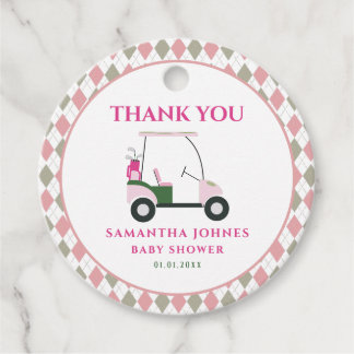 Pink Modern Golf Baby Dusche Geschenkanhänger