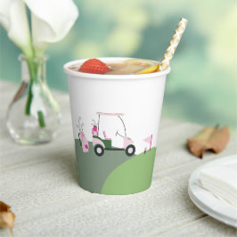 Pink Modern Golf Baby Dusche Pappbecher