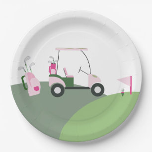Pink Modern Golf Baby Dusche Pappteller