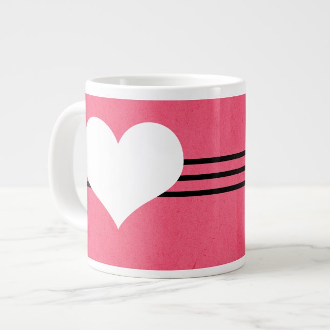 Pink Modern Heart Jumbo Tasse (Vorderseite Links)