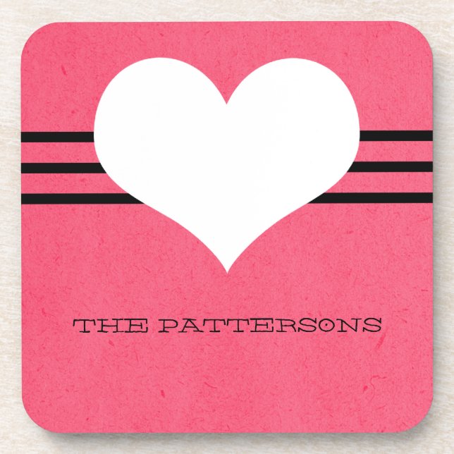 Pink Modern Heart Untersetzer Set (Vorderseite)