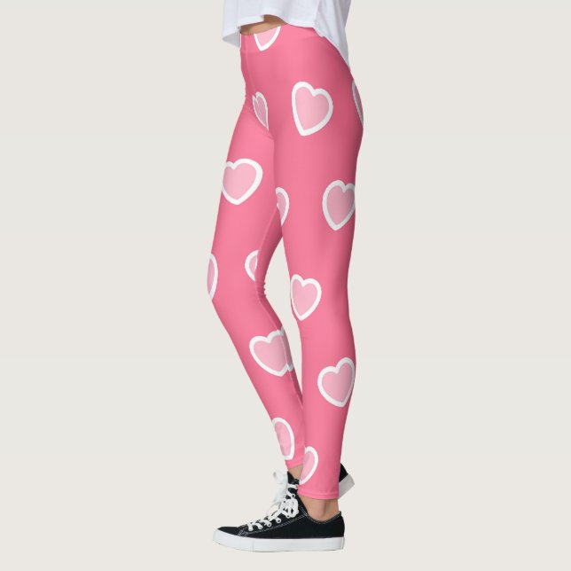 Pink Modern Heart Valentinstag Collection Leggings (Links)