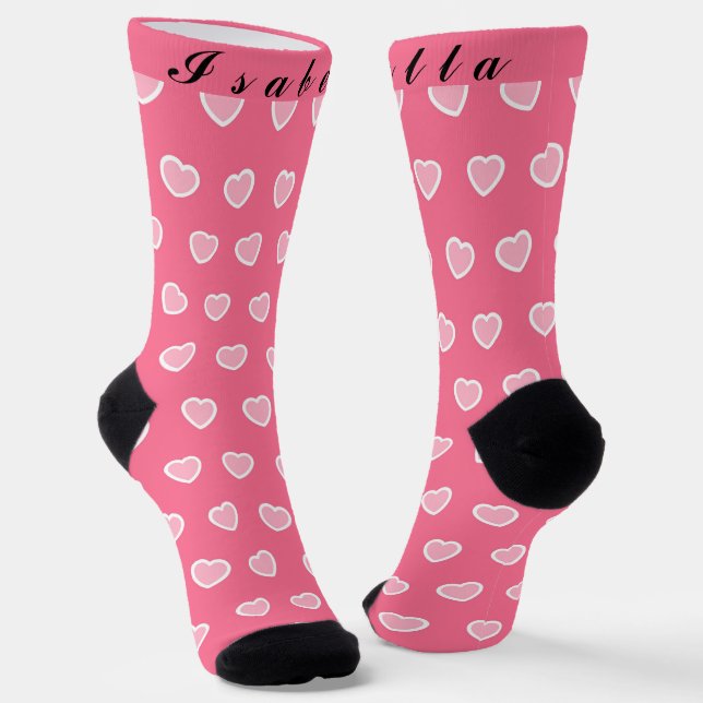 Pink Modern Heart Valentinstag Collection Socken (Gewinkelt)