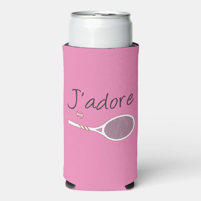 Pink Modern J'adore I Liebe Tennis Selters Dosenkühler (Seltzer Vorderseite)