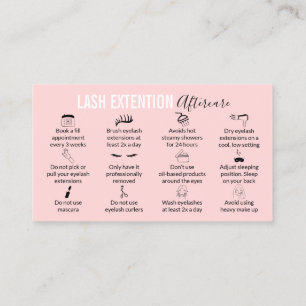 Pink Modern Lash Aftercare Tipps und Anleitungen Visitenkarte