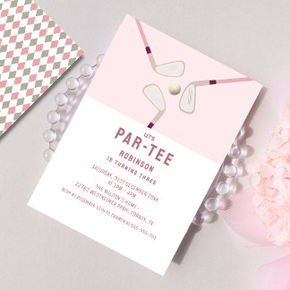 Pink Modern Let's Par-T Golf Geburtstag Einladung