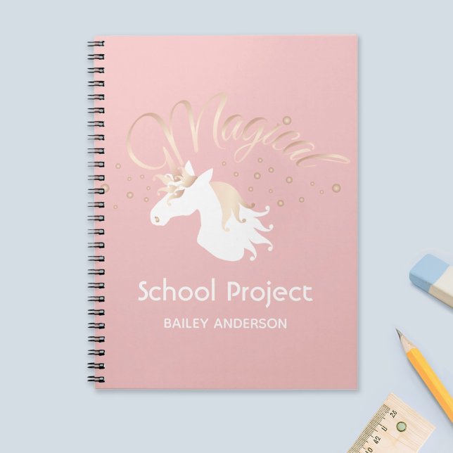 Pink Modern Magical Unicorn Kinder Notizblock (Von Creator hochgeladen)