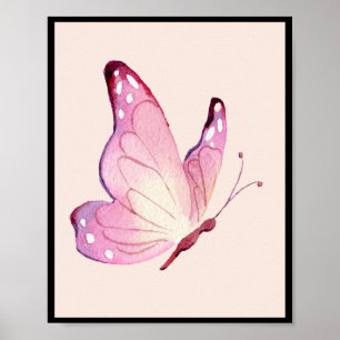 Pink Modern Minimalistisch Butterfly Poster