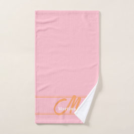 Pink Modern Monogram Initial Yoga Towel Handtuch