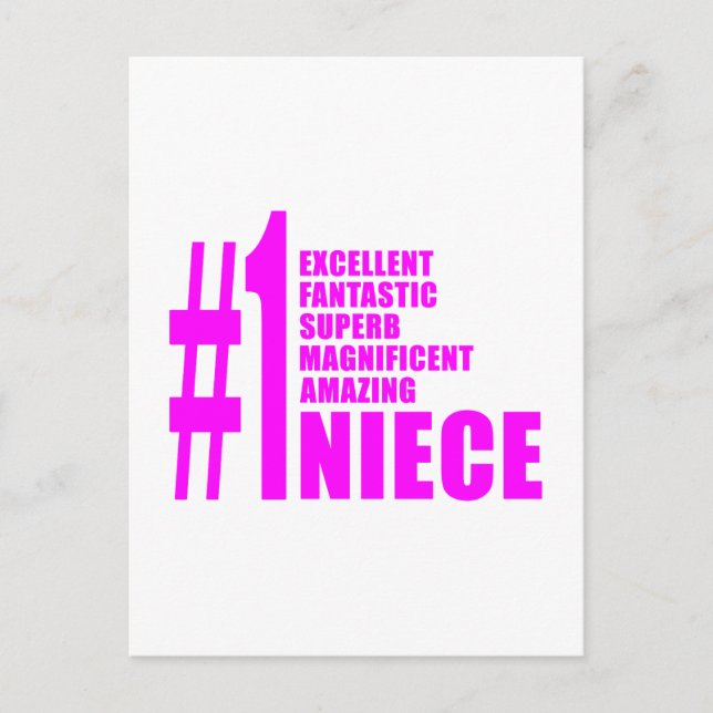 Pink Modern Nieces: Nummer Eins Postkarte (Vorderseite)