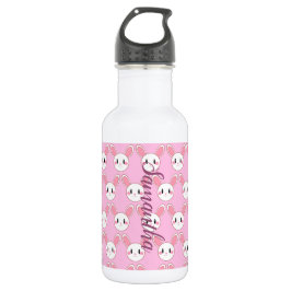 Pink Modern Niedlich Fluffy Bunny Rabbit Edelstahlflasche