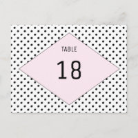 Pink Modern Polka Dots Tischnummer Postkarte