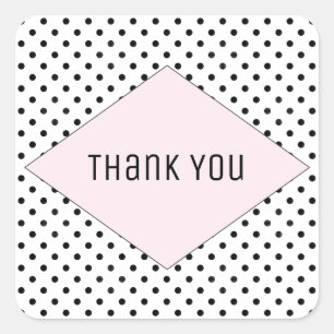 Pink Modern Polka Dots Wedding Vielen Dank Quadratischer Aufkleber