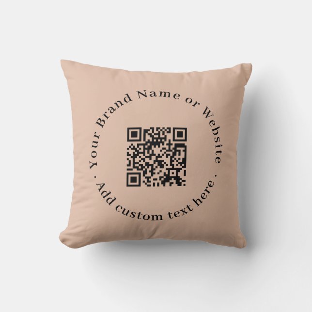 Pink Modern QR Code Business Throw Pillow Kissen (Vorderseite)