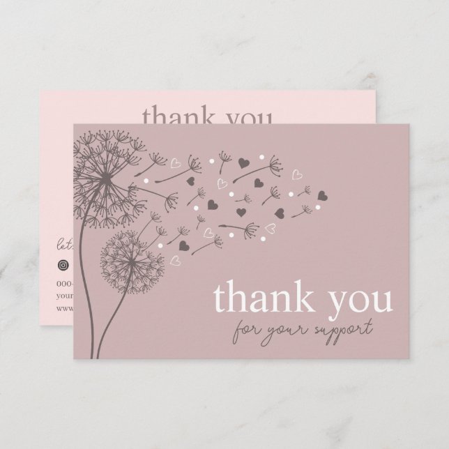 Pink, modern, QR-Code, vielen Dank für Ihr Geschäf Begleitkarte (Vorne/Hinten)