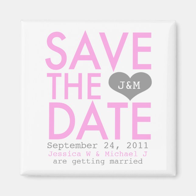 Pink Modern Save the Date Magnet (Vorne)