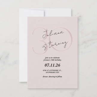 Pink Modern, Simple 30th Birthday Invitation Einladung