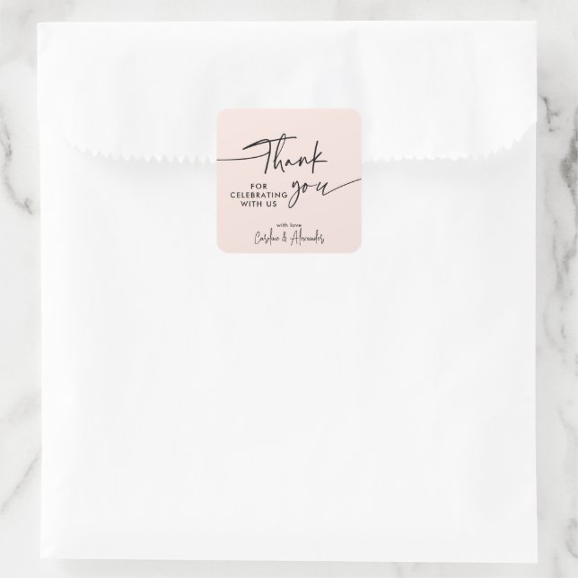 Pink modern, simple Thank You Sticker (Tasche)