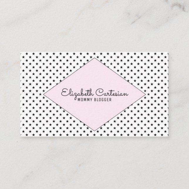 Pink Modern Stars Business Card Telefonnummerkarte (Vorderseite)