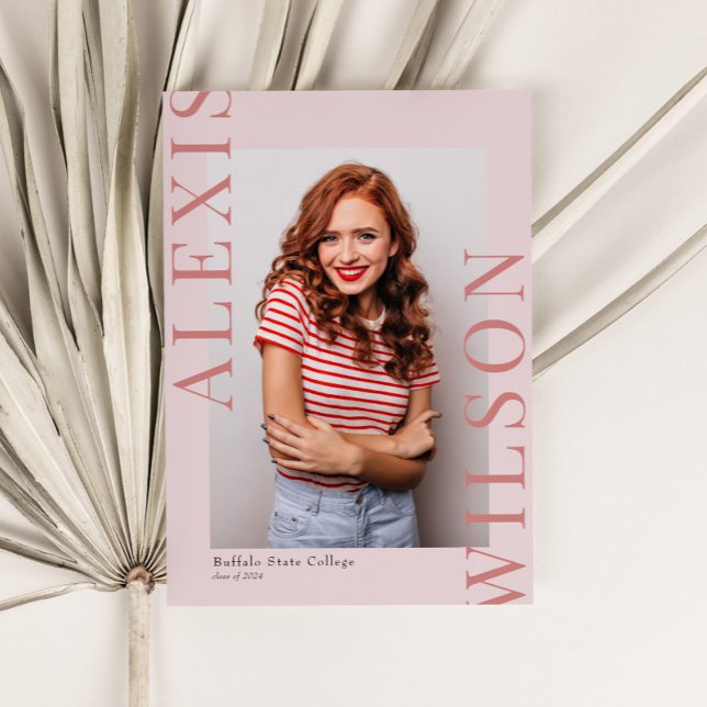 Pink Modern Trendy Minimalistisch 3 Foto Abschluss Einladung (Von Creator hochgeladen)