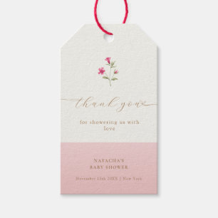 Pink Modern Wildblume Babydusche Danke Geschenkanhänger