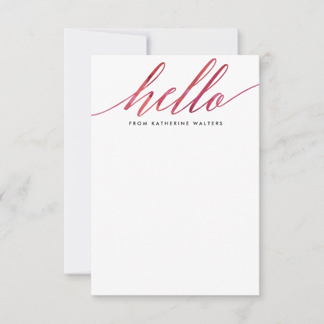 Pink Moderne Aquarellkalligraphie - Stationierung Mitteilungskarte (Vorderseite)