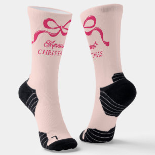Pink Moderne Bows Retro Weihnachtsfeiertag Socken