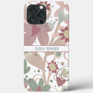 Pink Moderne floral Trendy Customize Name Case-Mate iPhone Hülle
