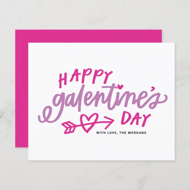 Pink Moderne Kalligraphie Happy Galentine's Day Ca (Vorne/Hinten)