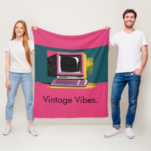 Pink Moderne Kunst Vintag Computer Fleece Blankon