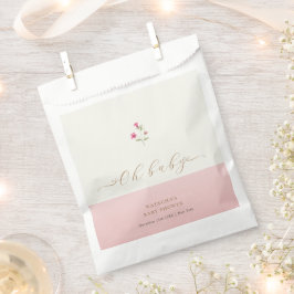 Pink Moderne Minimalistische Wildblume Kinderdusch Geschenktütchen