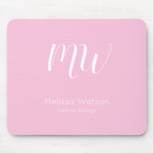 Pink Moderne Monogram Mitarbeiter Initials Busines Mousepad