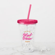 Pink Moderne Script Trauzeugin Acrylic Tumbler