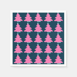 Pink Moderne Weihnachtsbaumen auf Navy Blue Serviette