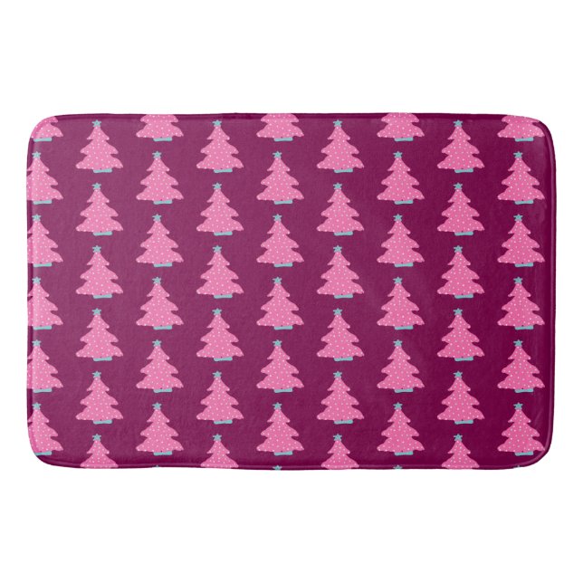 Pink Moderne Weihnachtsbaumen Badematte (Vorderseite)