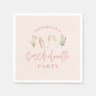 Pink moderner Bachelorette Wildblume Champagner Serviette