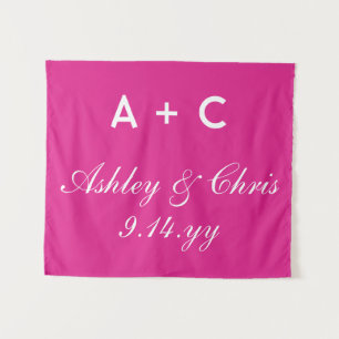 Pink Modernes Personalisiertes Hochzeitszeichen Wandteppich