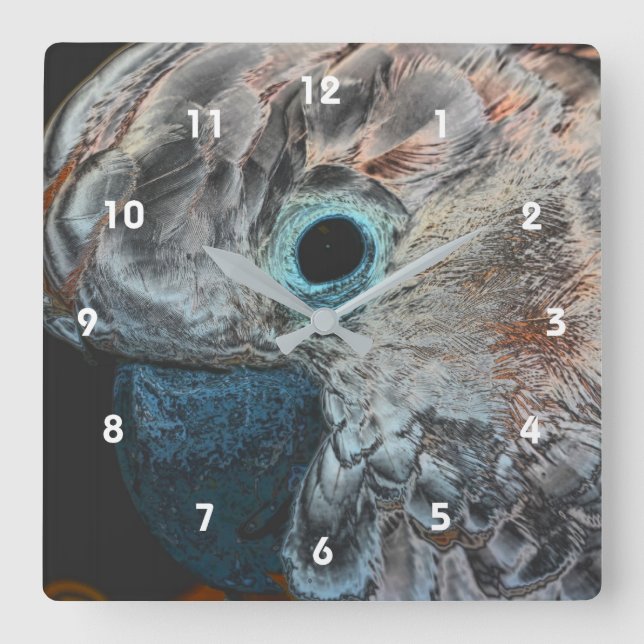 Pink Moluccan Cockatoi Parrot Kunst  Quadratische Wanduhr (Vorderseite)