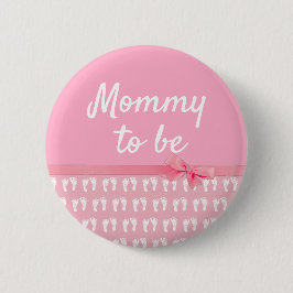 Pink Mommy to be Footprints Baby Showbutton Button